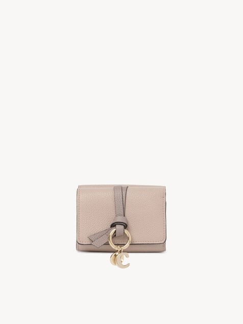 Mini Alphabet tri-fold in grained leather