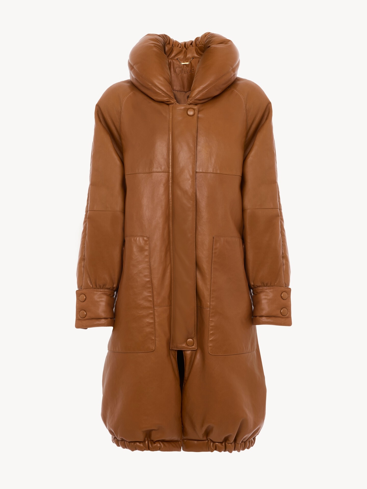 Long puffer coat in leather - 2.0