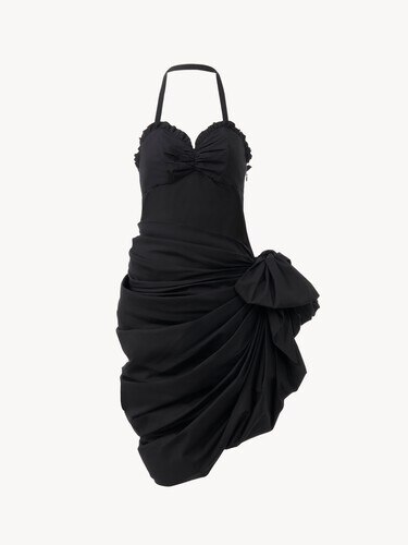 Wrapped halterneck dress in cotton poplin - 2