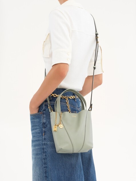 Petit sac cabas Chlo&eacute; Spin en cuir grain&eacute;
