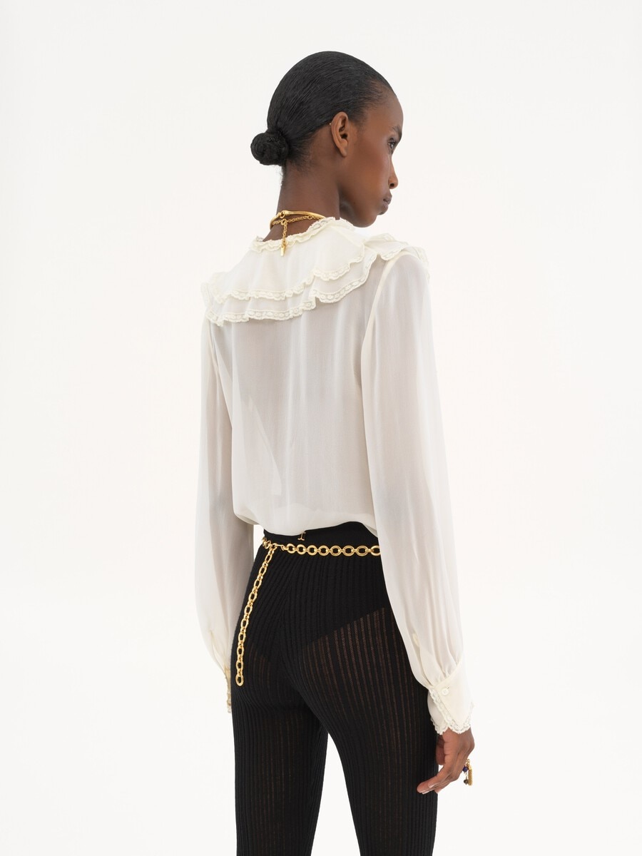 Ruffled blouse in silk georgette - 4