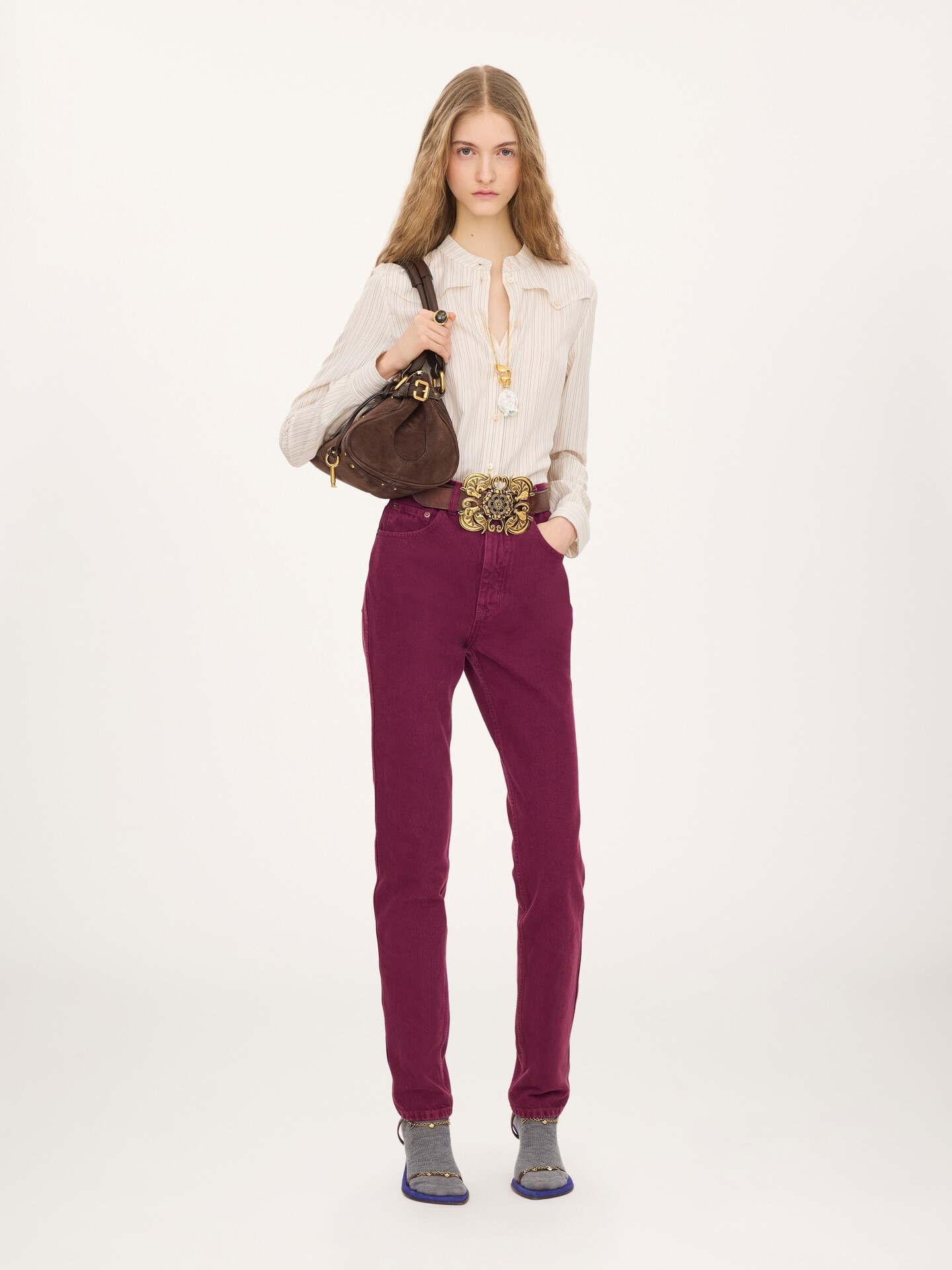 Fitted blouse in silk poplin - 1.0