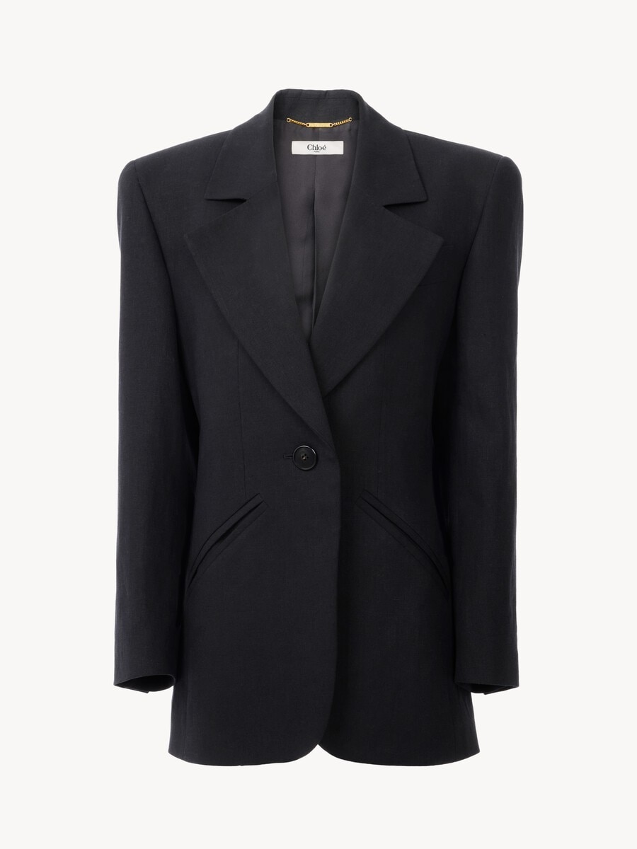 Chaqueta de sastre oversize de crep&eacute; de lino - 2
