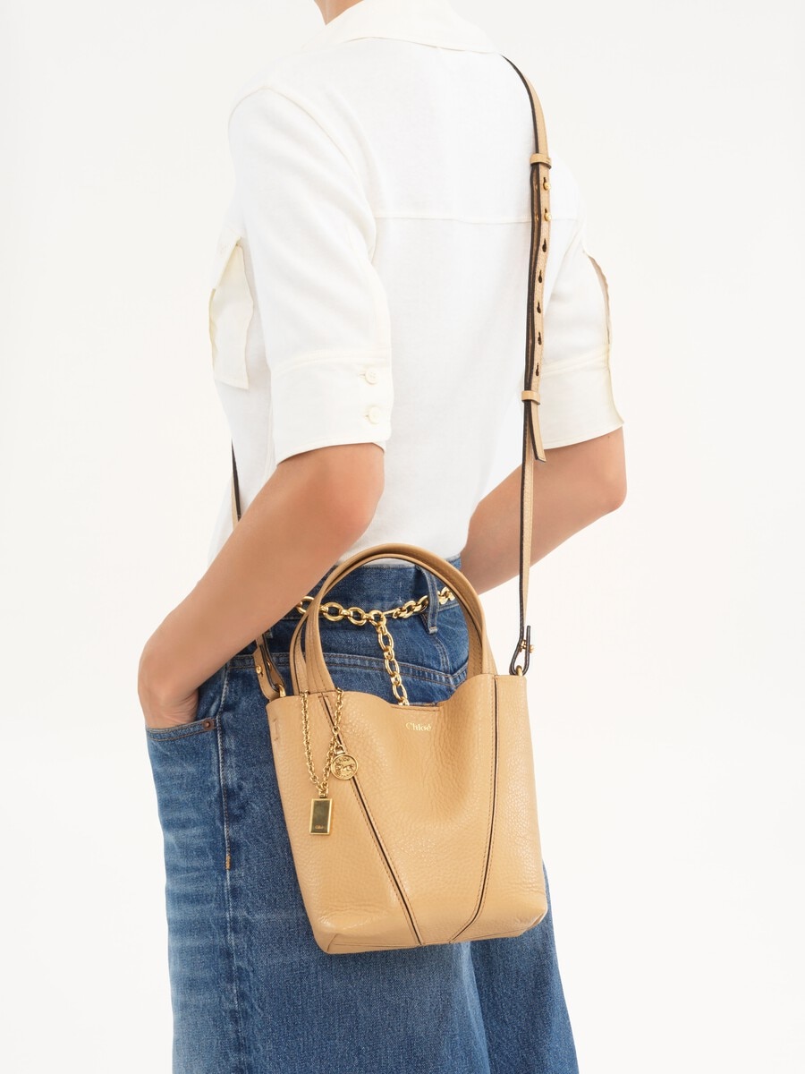 Small Chlo&eacute; Spin tote bag in grained leather - 4