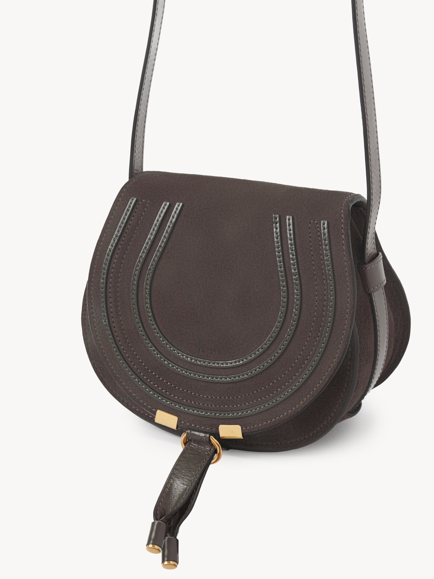 Petit sac port&eacute; &eacute;paule Marcie en cuir velours - 3.0