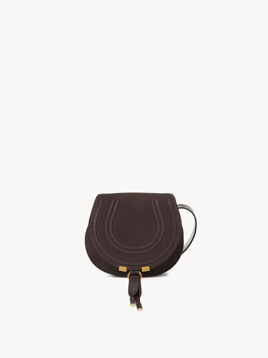 Small Marcie saddle bag in suede leather - 1