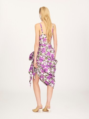 Wrapped bustier midi dress in cotton poplin - 5