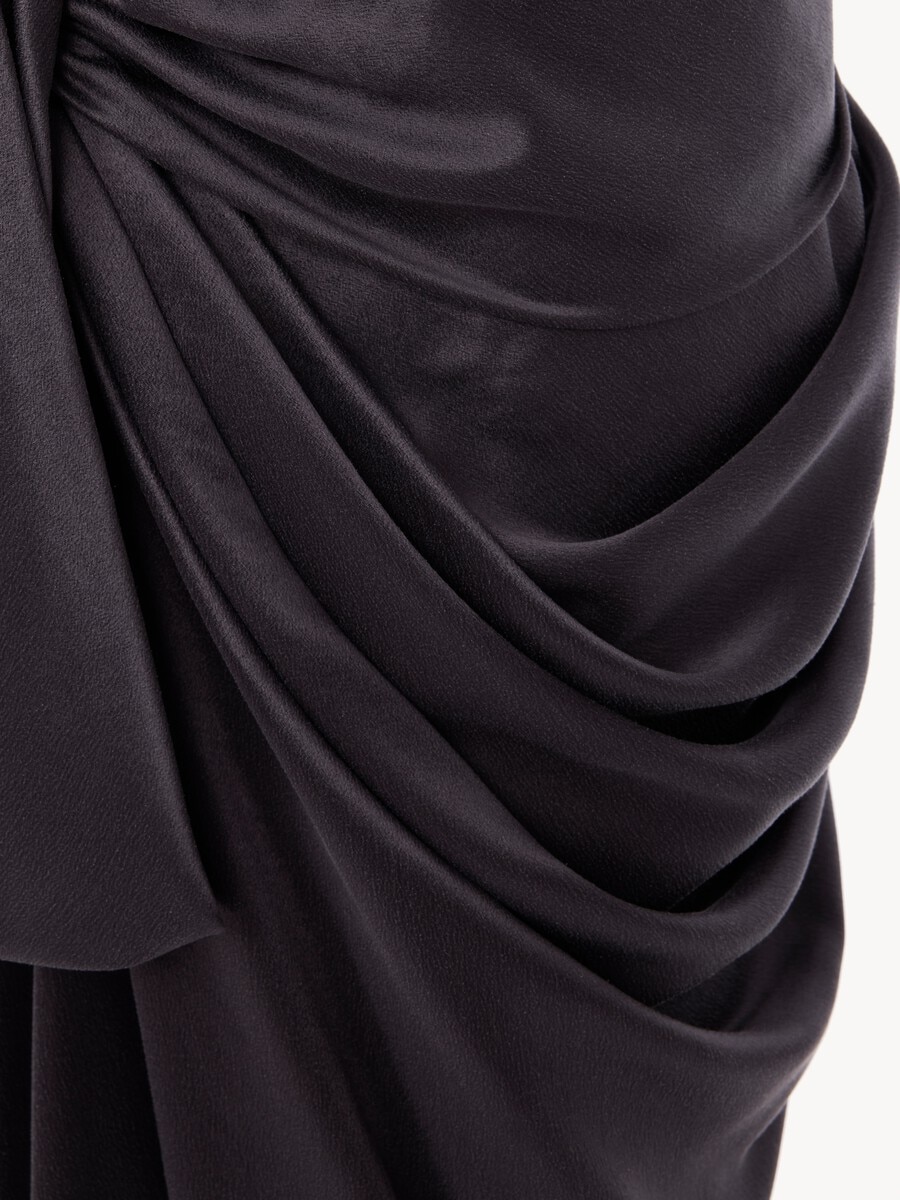 Knee-length wrap skirt in washed silk satin - 5