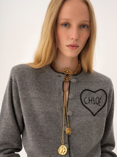 Fitted logo cardigan in a wool & cashmere knit - 6