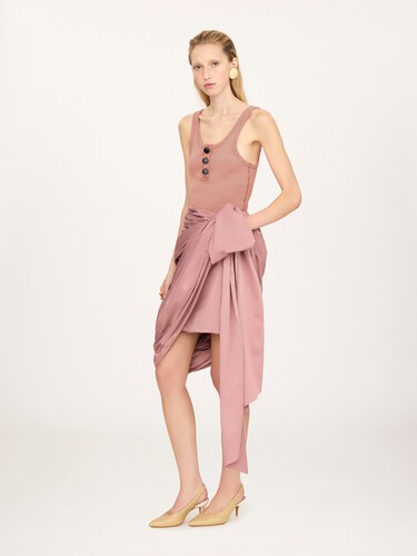 Fitted Henley tank top in cotton jersey - 2