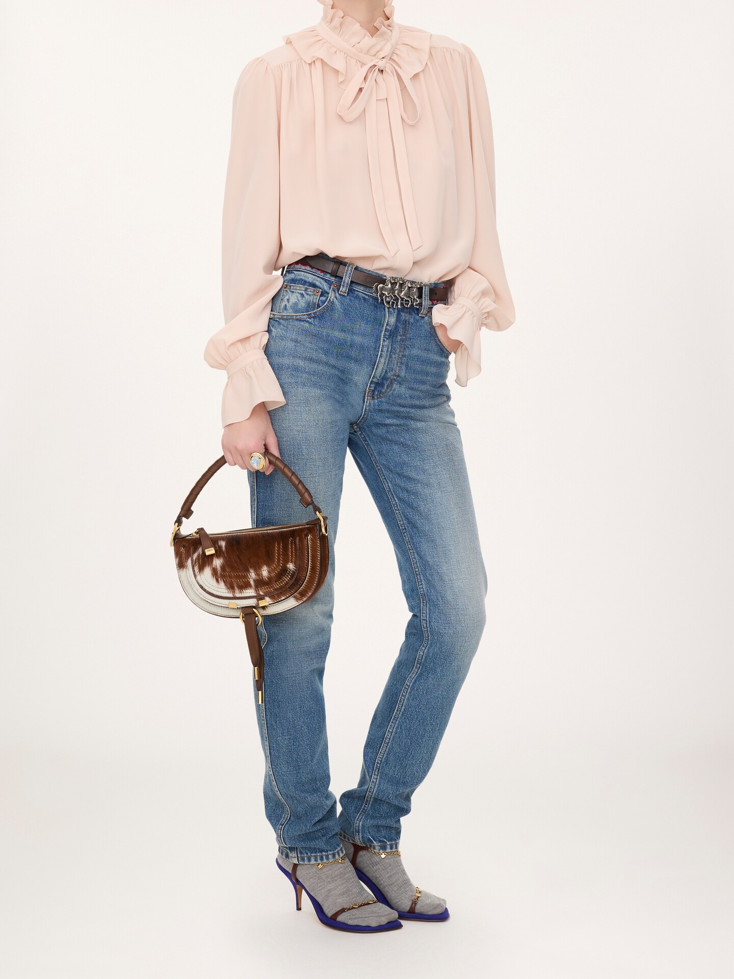 Mini sac port&eacute; &eacute;paule Marcie en cuir fa&ccedil;on poulain - 8.0