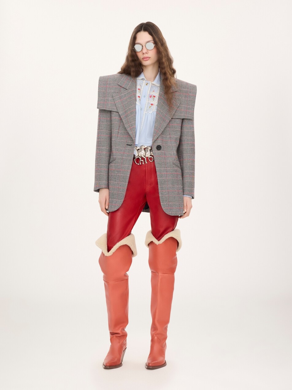 Single-breasted tailored jacket in Prince of Wales wool