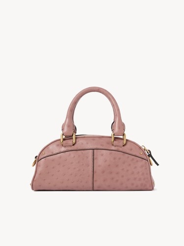 Bolso bowling Chlo&eacute; peque&ntilde;o de cuero efecto avestruz - 5
