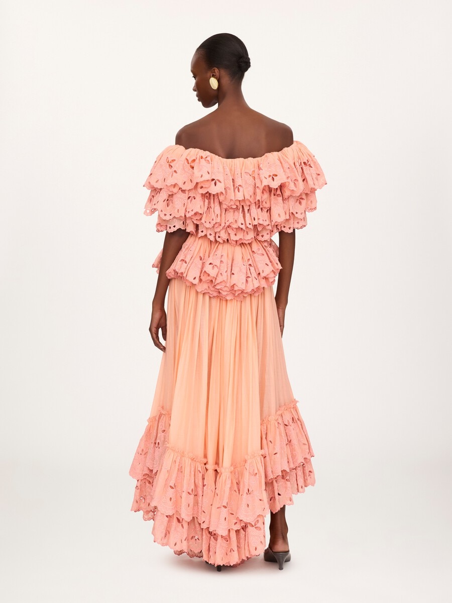 Ruffled long dress in cotton voile - 5