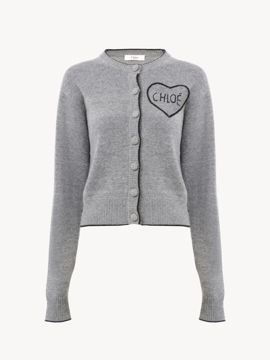 Fitted logo cardigan in a wool & cashmere knit - 2