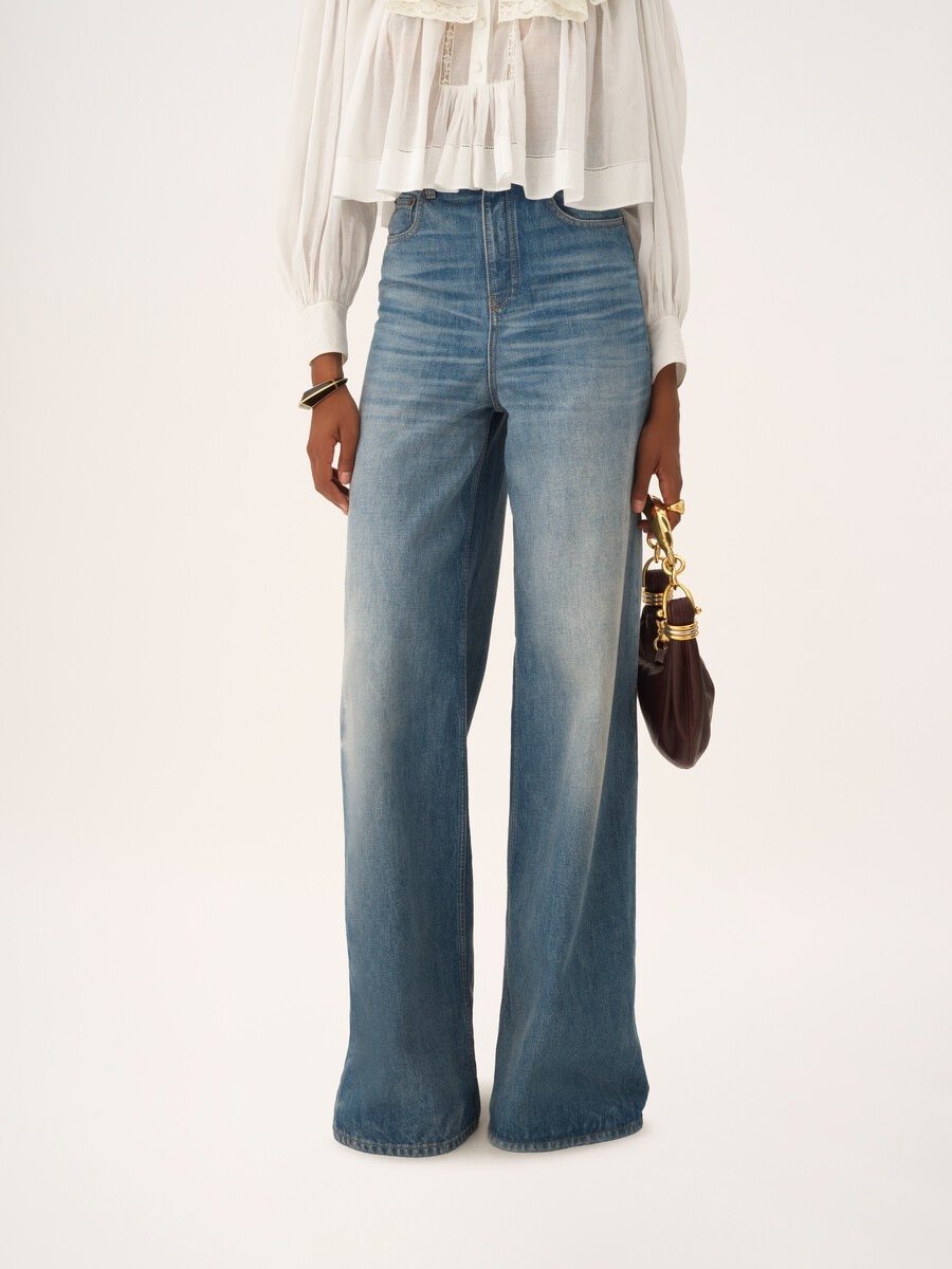High-rise wide-leg jeans in denim - 4