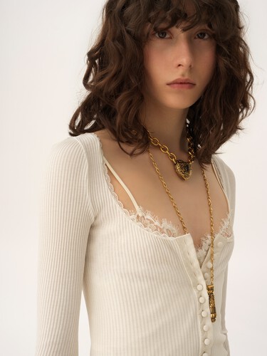Scoop-neck fitted cardigan in cotton - 4