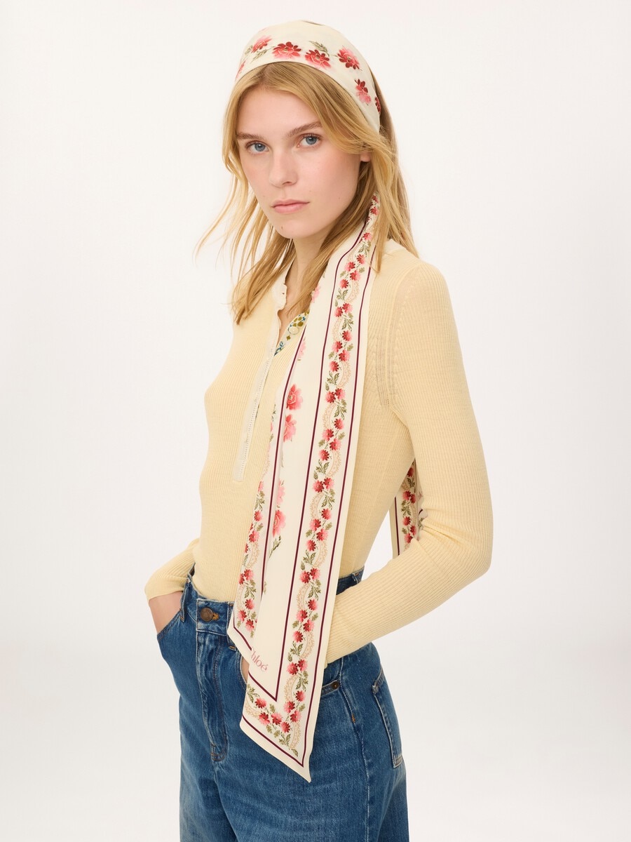 The Chlo&eacute; Folk bandeau scarf in silk cr&ecirc;pe - 4