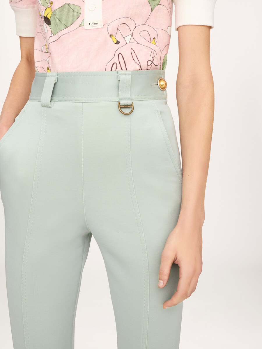High-rise fitted pants in bonded stretch jersey - 6