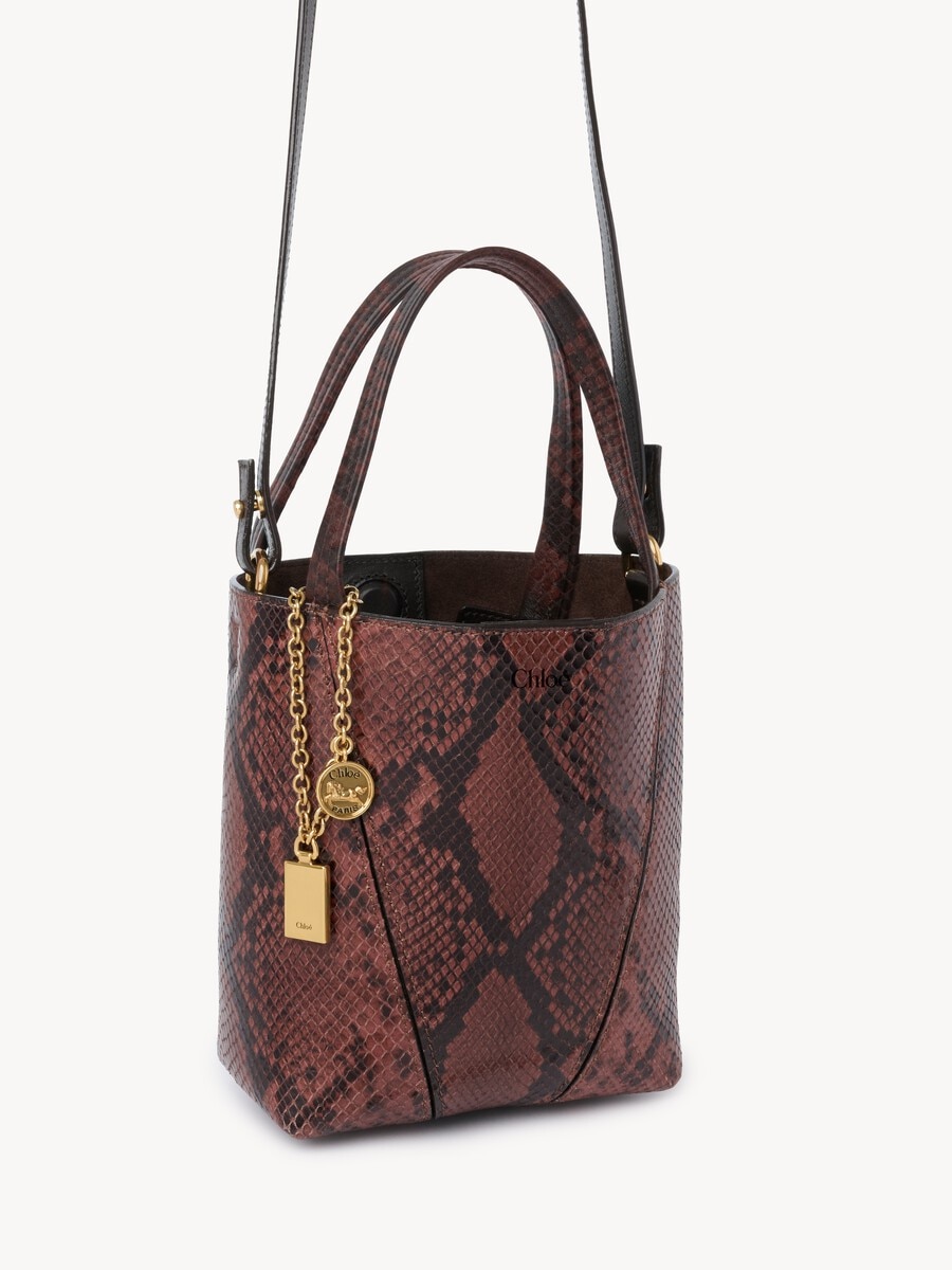 Small Chlo&eacute; Spin tote bag in python-effect leather - 6