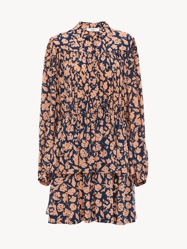 Gathered mini dress in cr&ecirc;pe de chine - 2