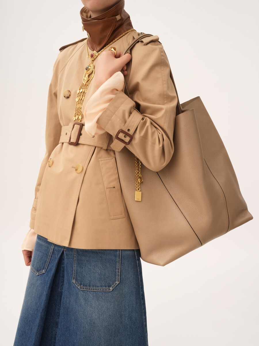 Large Chlo&eacute; Spin tote bag in grained leather - 3