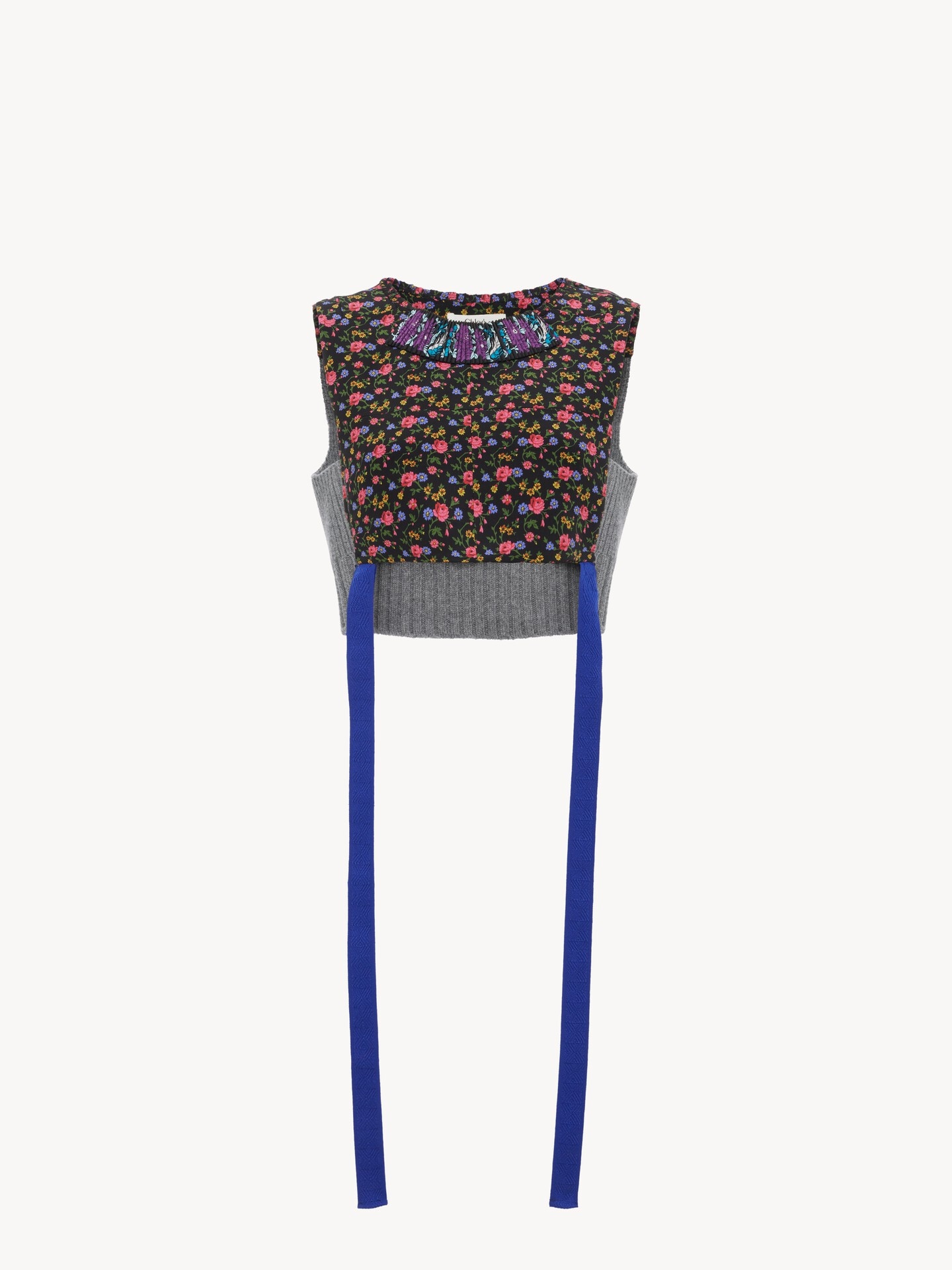 Hybrid cropped top in cr&ecirc;pe de chine - 2.0