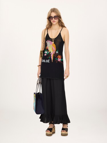 Thin-strap fitted logo mini dress in a cotton mesh knit - 3