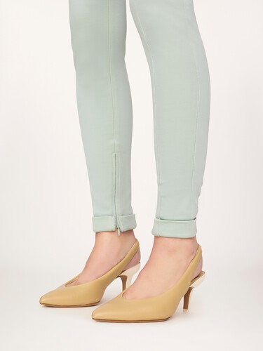 High-rise fitted pants in bonded stretch jersey - 7