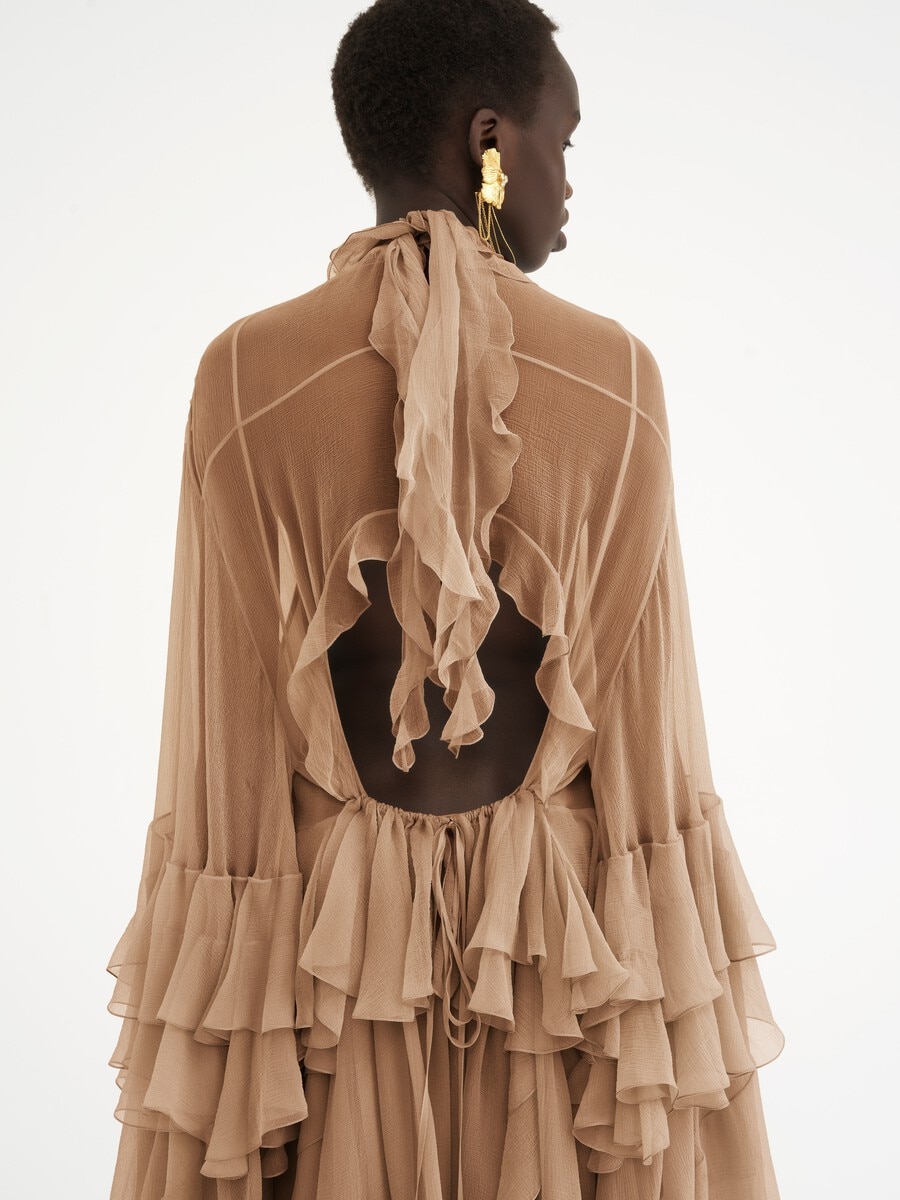 Mini ruffled dress in silk mousseline - 6