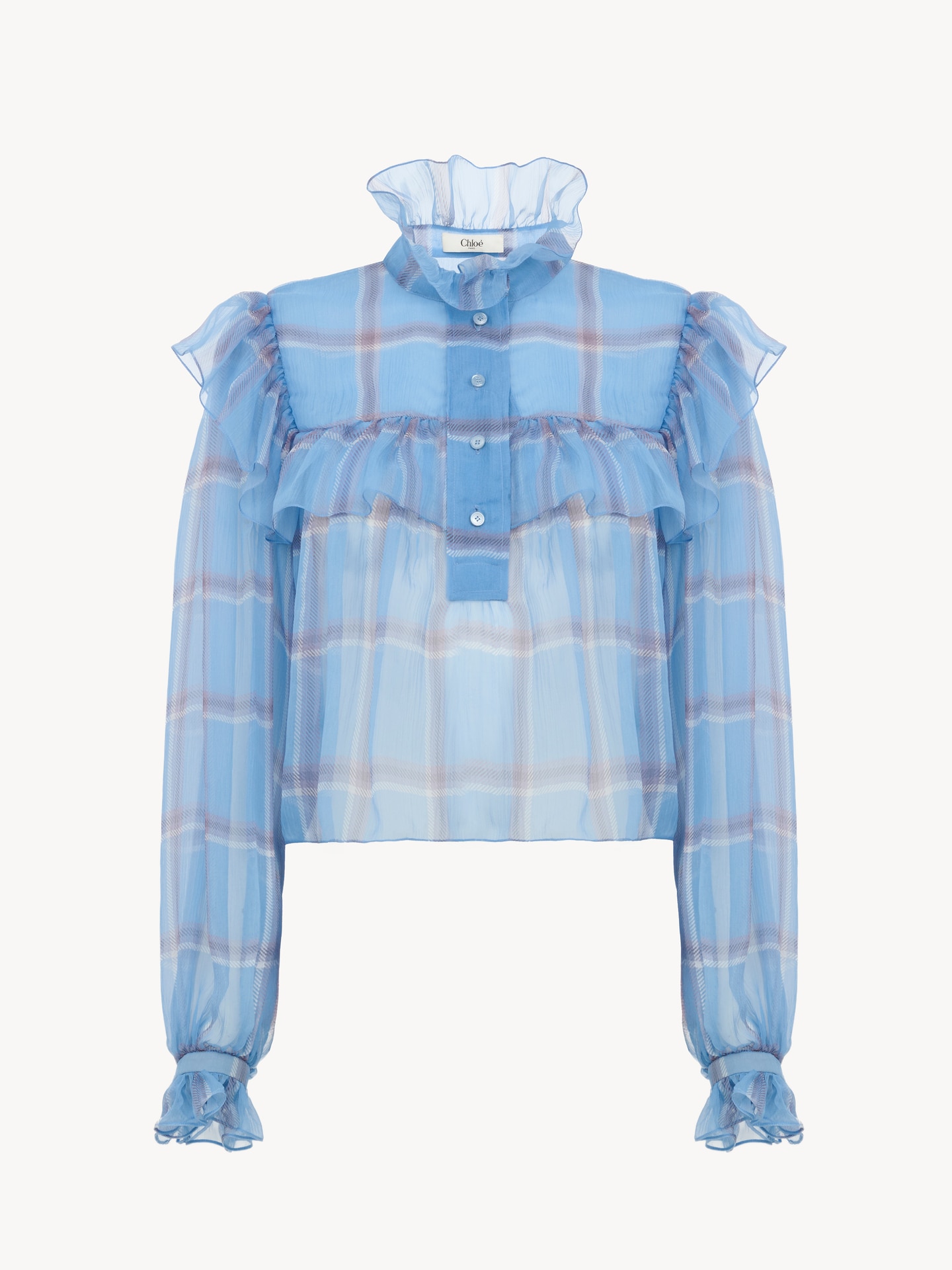 Fluid pleated pants in check silk mousseline - 1