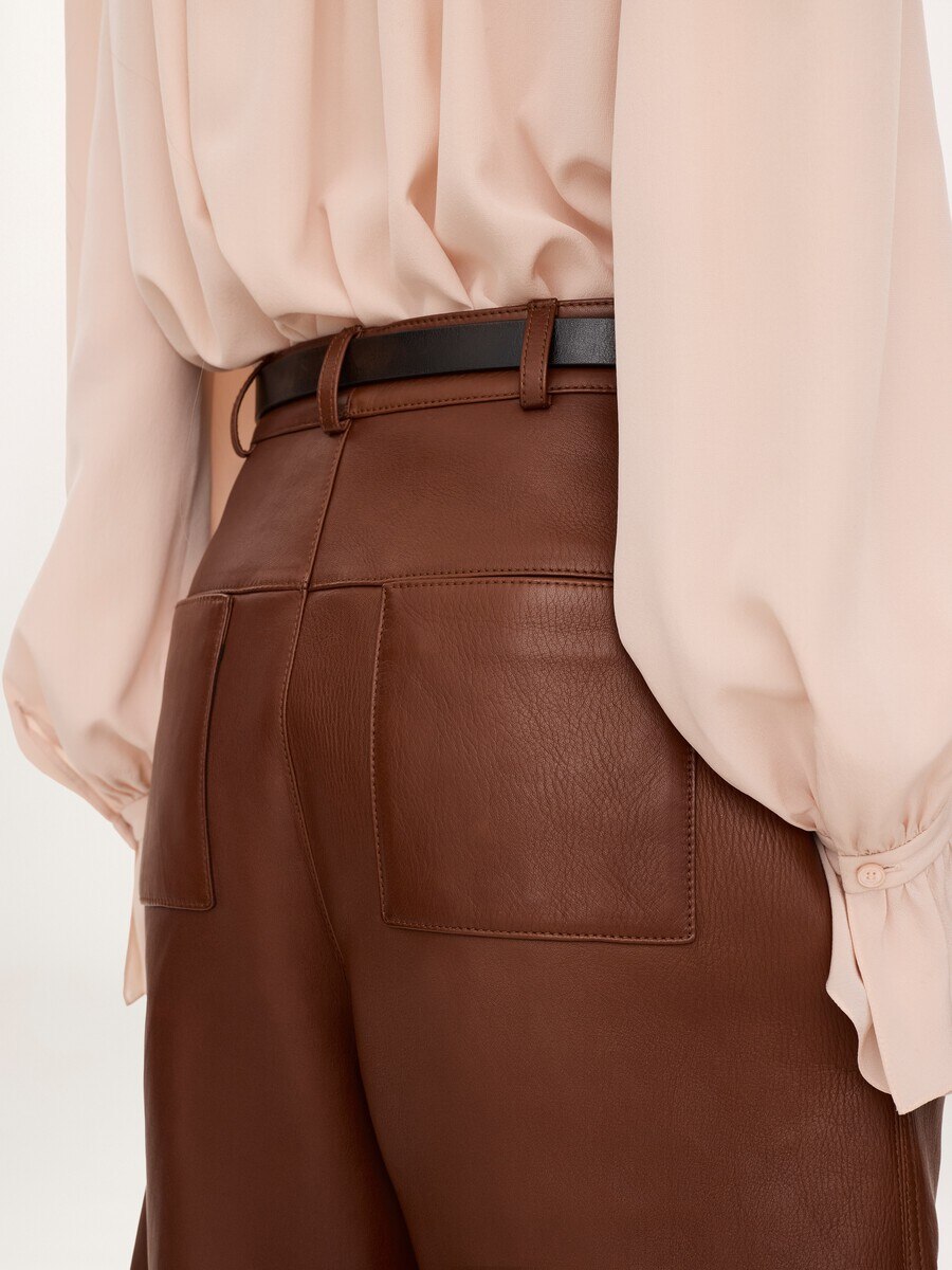 High-rise barrel pants in leather - 7