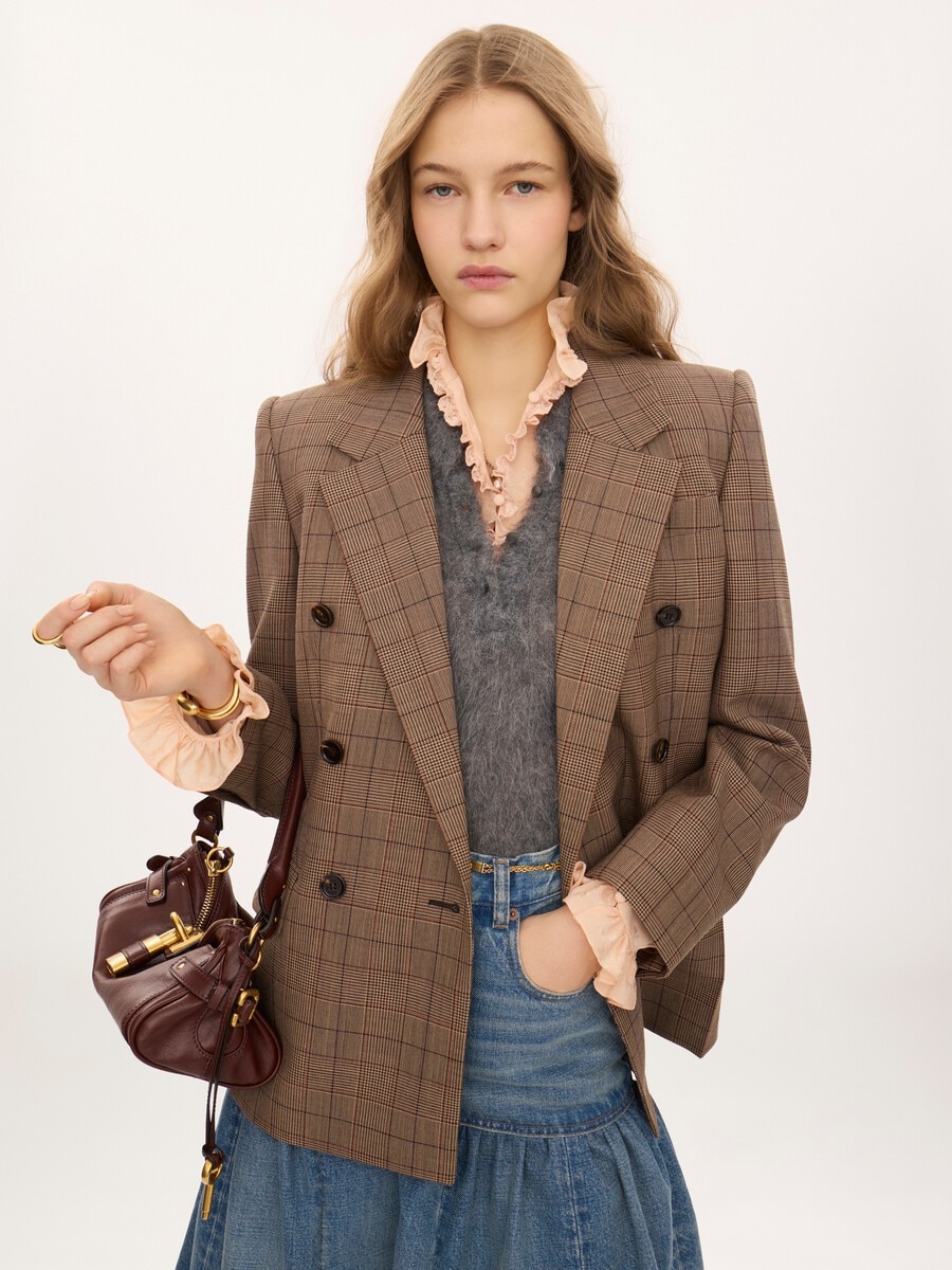 Chaqueta de sastre con doble botonadura de lana de cuadros - 4