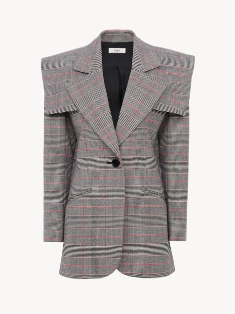 Single-breasted tailored jacket in Prince of Wales wool