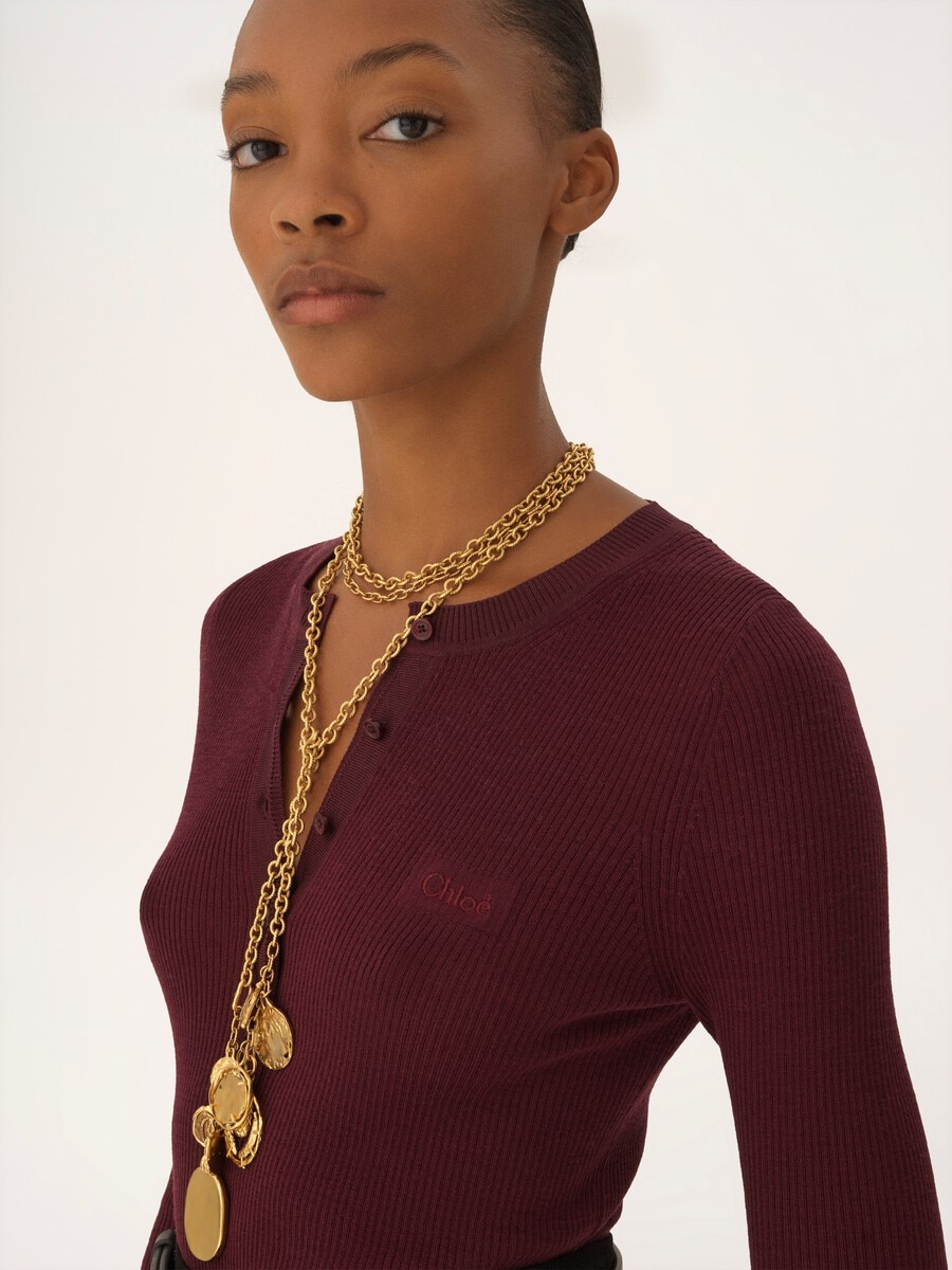 Henley shirt in superfine wool knit - 6