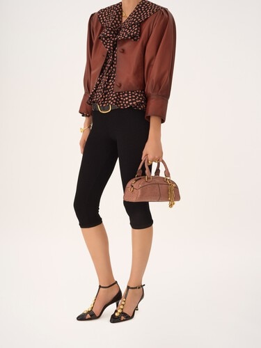 Bolso bowling Chlo&eacute; peque&ntilde;o de cuero efecto avestruz - 8