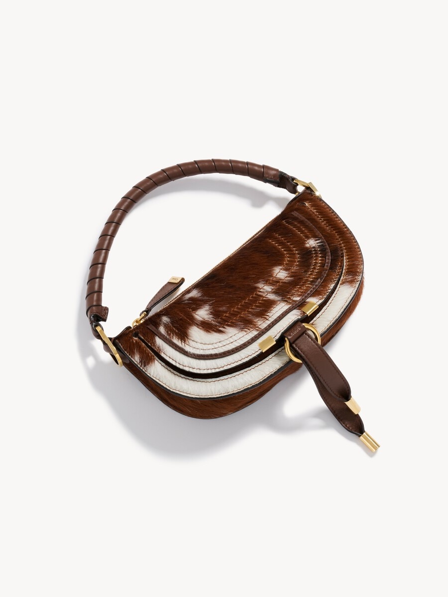 Mini sac port&eacute; &eacute;paule Marcie en cuir fa&ccedil;on poulain - 7