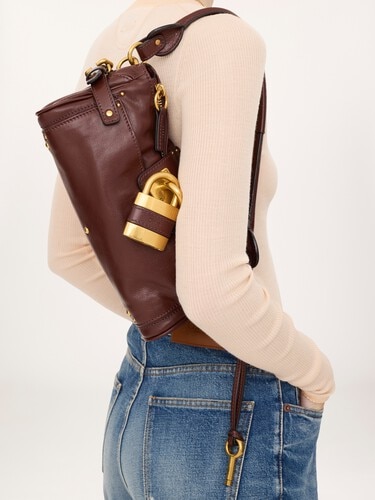 Small Paddington bag with strap in grained leather - 4