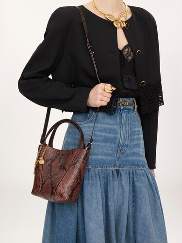 Small Chlo&eacute; Spin tote bag in python-effect leather - 4