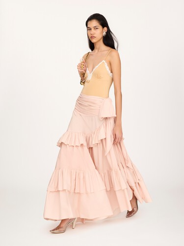 Ruffled long skirt in cotton poplin - 3