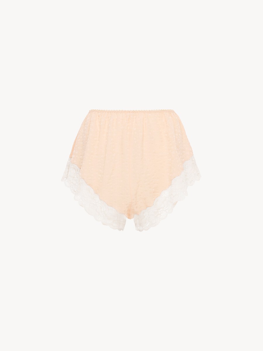 Lingerie shorts in silk jacquard & lace - 2