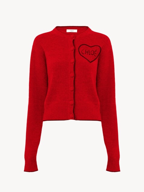 Fitted logo cardigan in a wool & cashmere knit