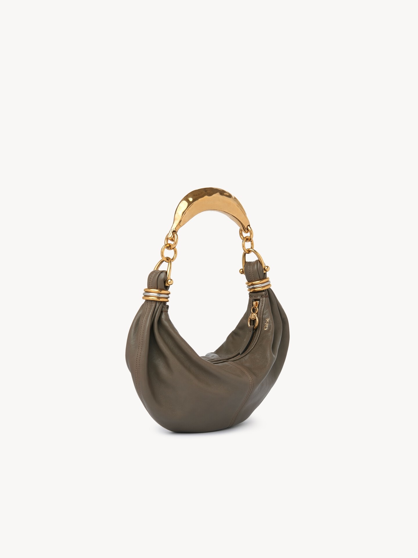 Small Bracelet hobo Bag in grained leather - 3.0