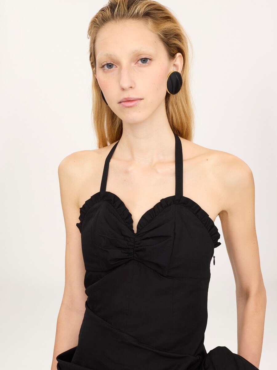 Wrapped halterneck dress in cotton poplin - 6