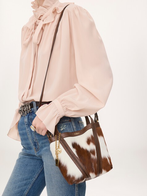 Small Chlo&eacute; Spin tote bag in hair-on leather
