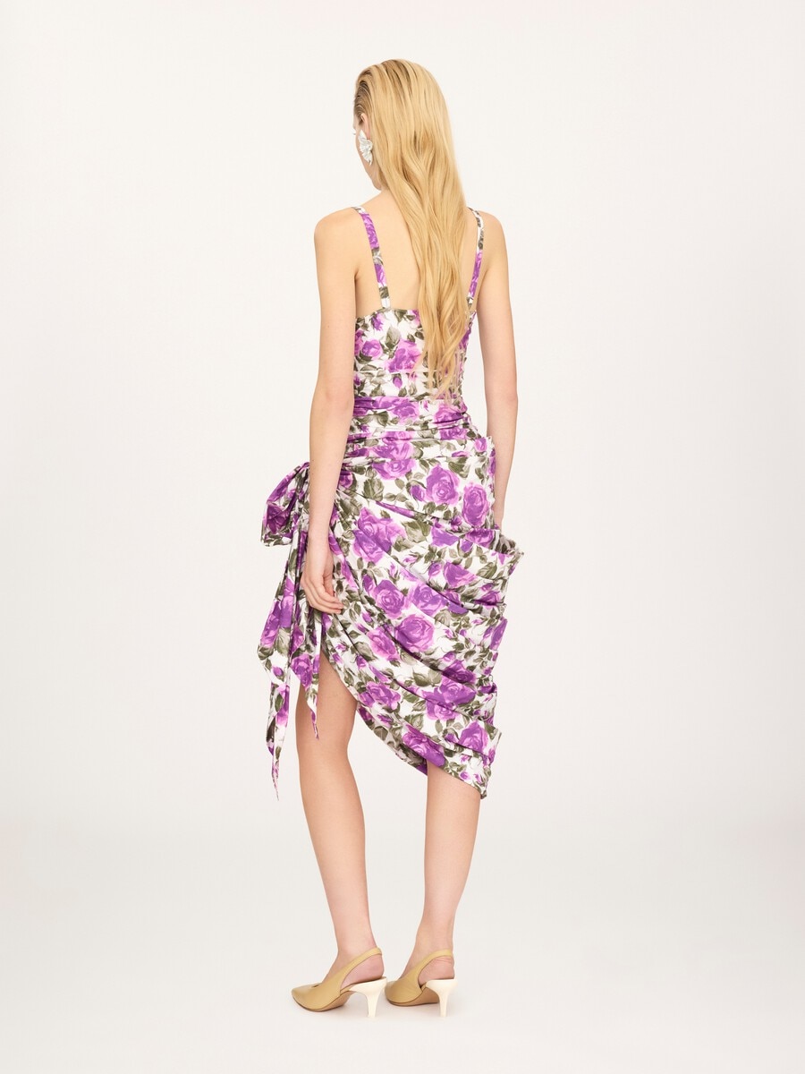 Wrapped bustier midi dress in cotton poplin - 5