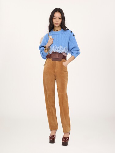 Skinny pants in suede leather - 3