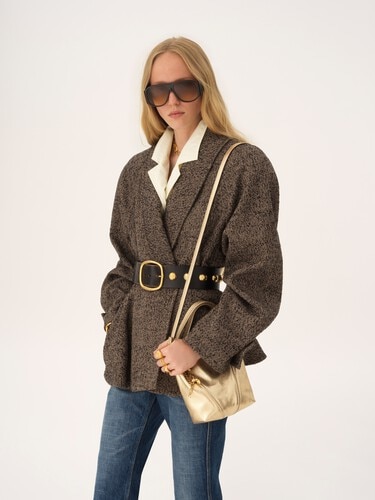 Small Chlo&eacute; Spin tote bag in metallized leather with horse charms - 4