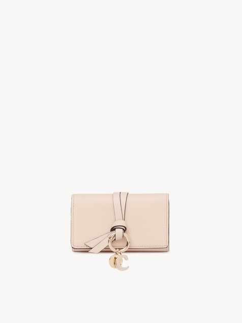 Alphabet key case in grained leather