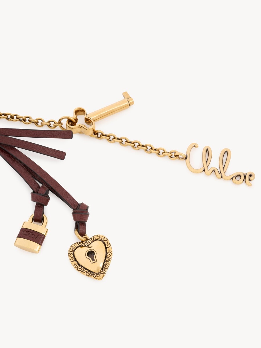 Charm para bolso llavero Chlo&eacute; Symbols Heart & Lock de lat&oacute;n y cuero - 3